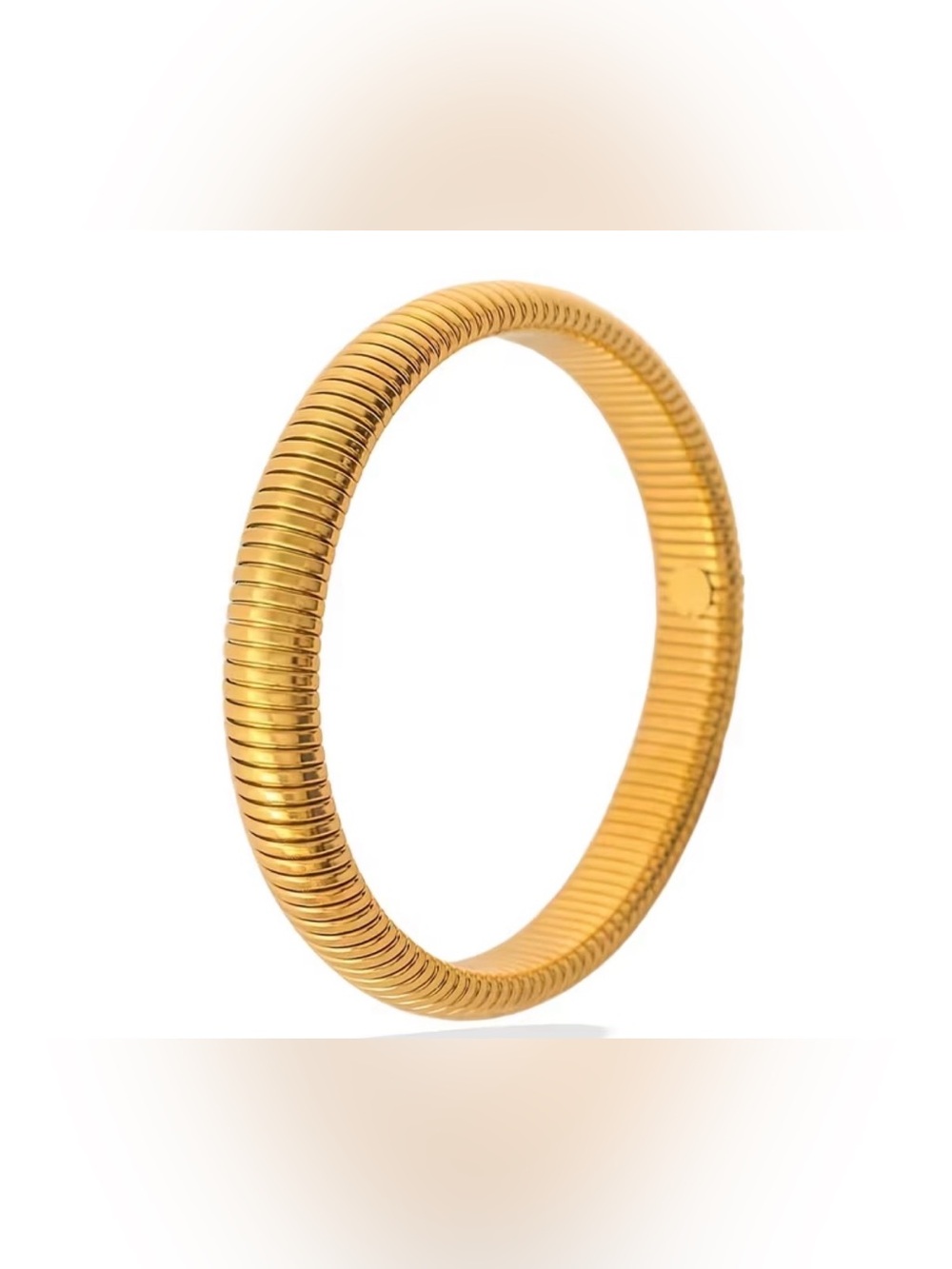 Gold Ribbed Stretch Bangle Bracelet - Women Jewelry